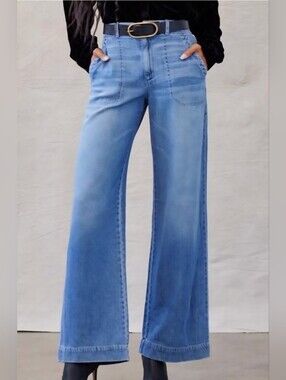 Bella Dahl Taylor Wide Leg Light Blue Women's Jeans Super Soft Denim Made In USA